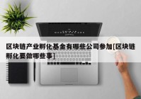 区块链产业孵化基金有哪些公司参加[区块链孵化要做哪些事]