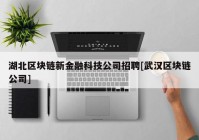 湖北区块链新金融科技公司招聘[武汉区块链公司]